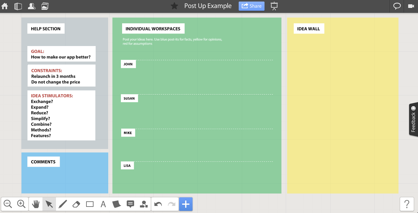 Post-it notes for problem solving. Post up Layout