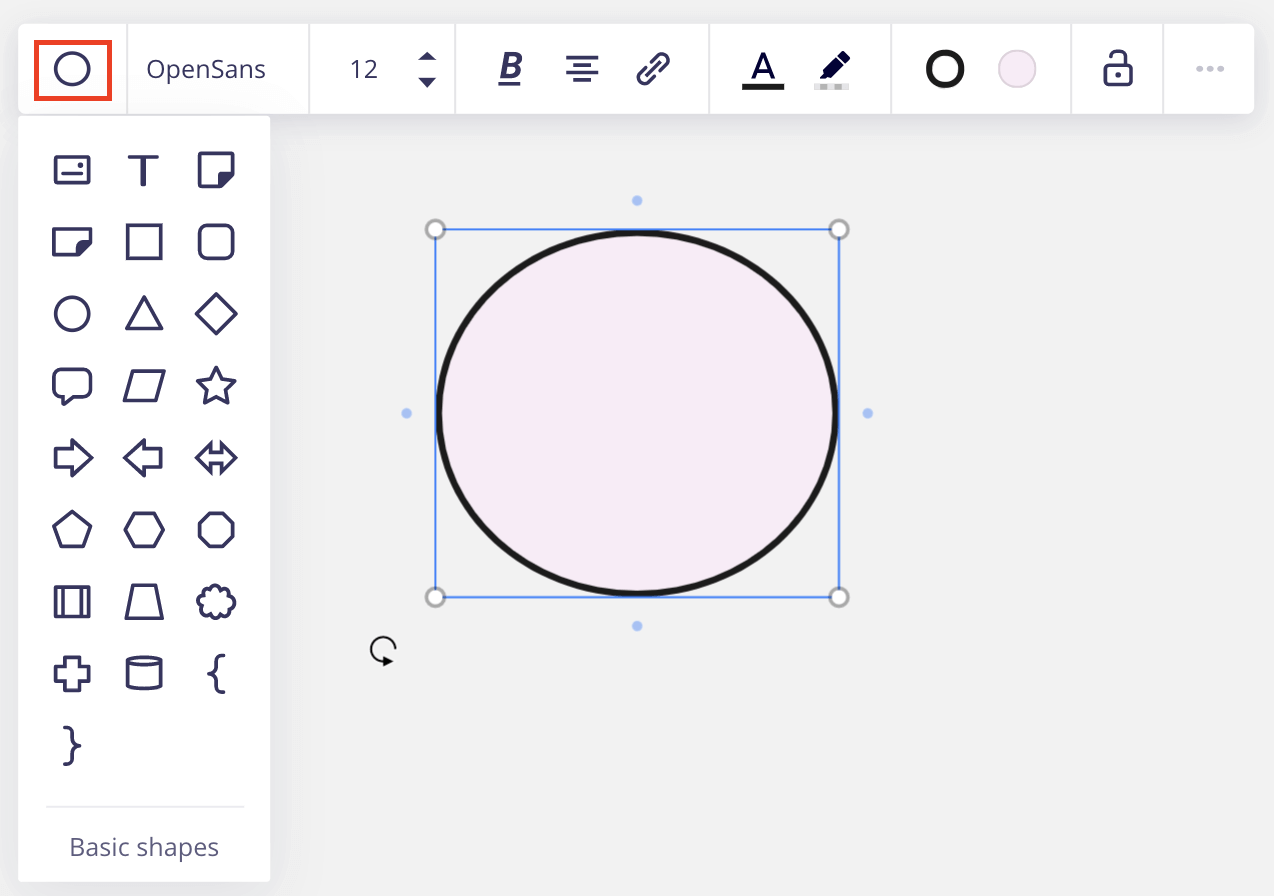 Miro's whiteboard allows users to pick and choose different shapes