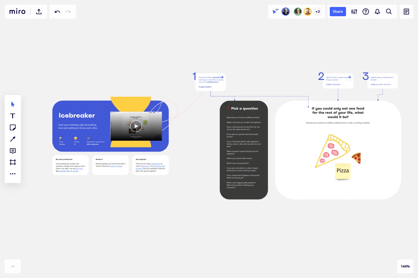 Miro icebreaker template for team introductions