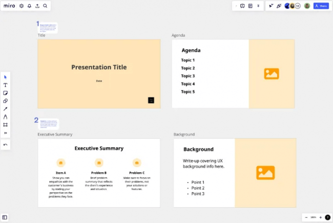 how to create presentation in miro