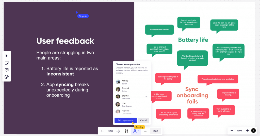 how to change presentation order in miro