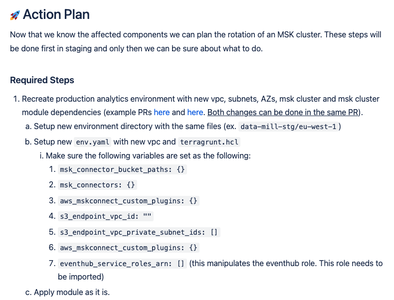 Initial steps of the action plan.
