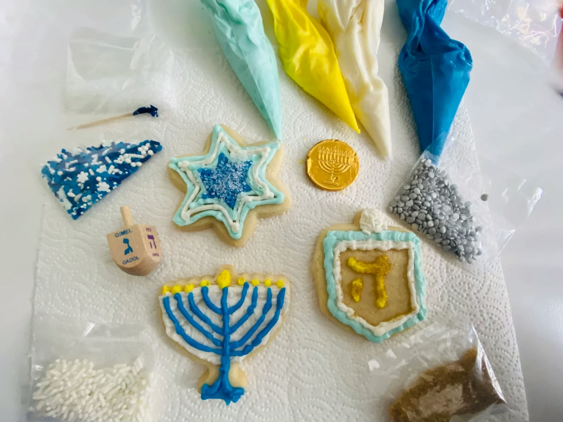 Cookies from a virtual cookie-decorating celebration to celebrate Hanukkah 2021