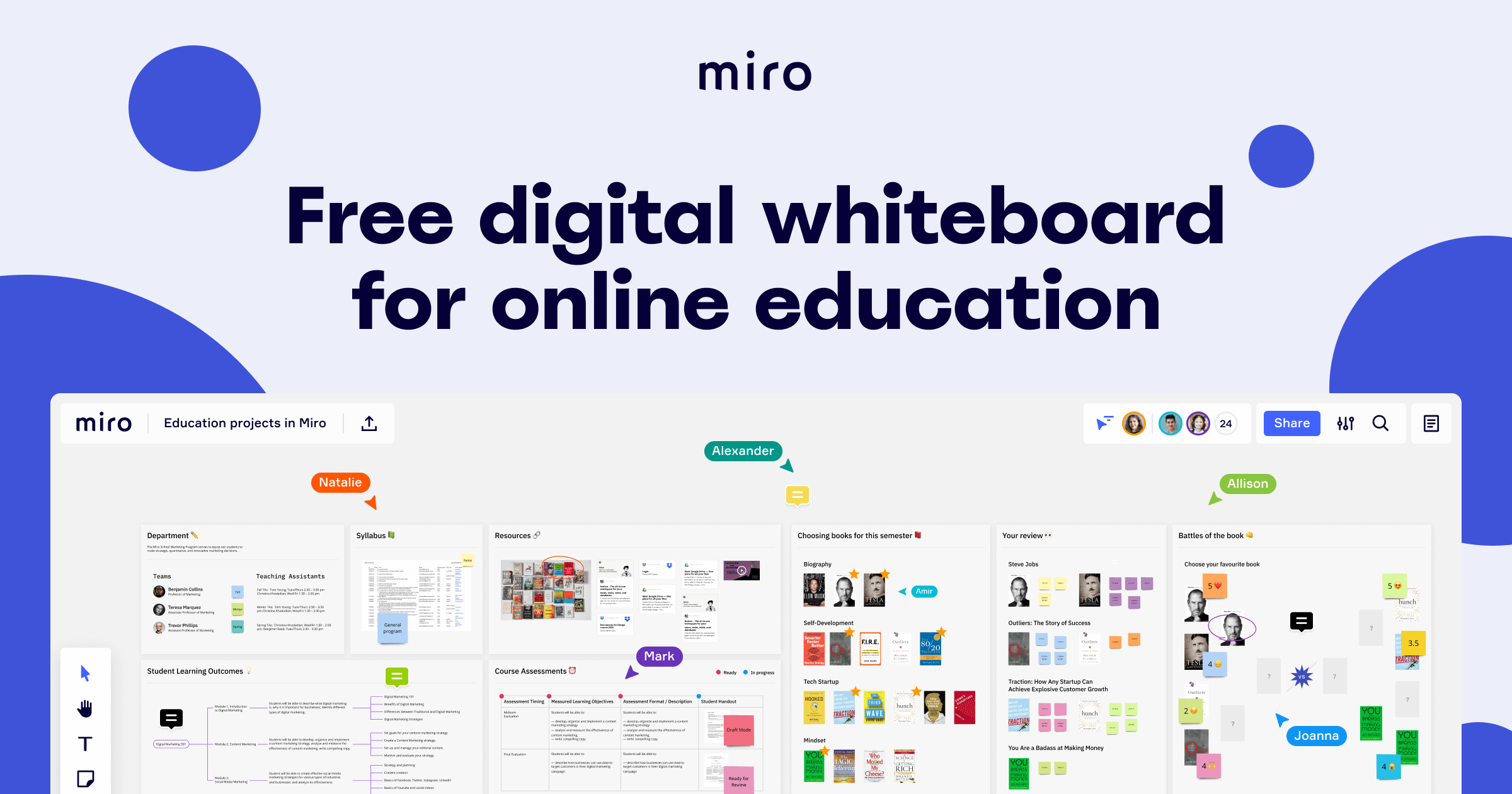 Whiteboard for online education  Miro